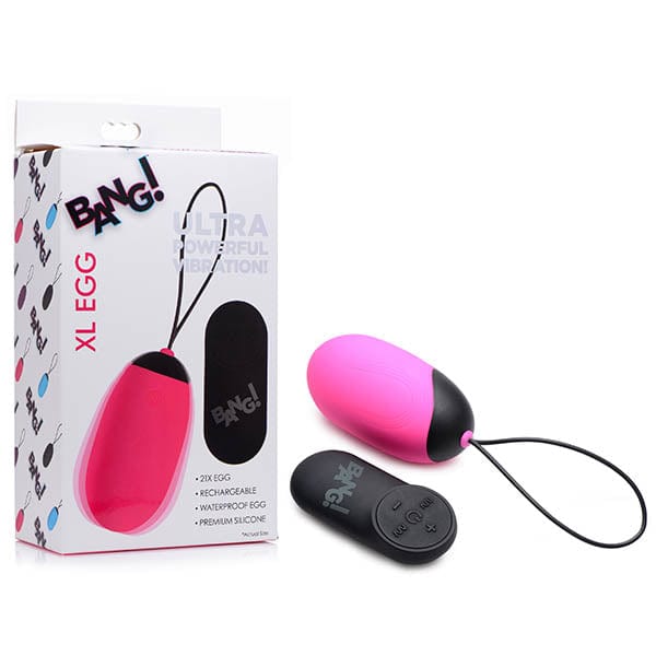 Bang XL Silicone Vibrating Egg 3.1 Inch USB Rechargeable with Remote Pink BULLETS