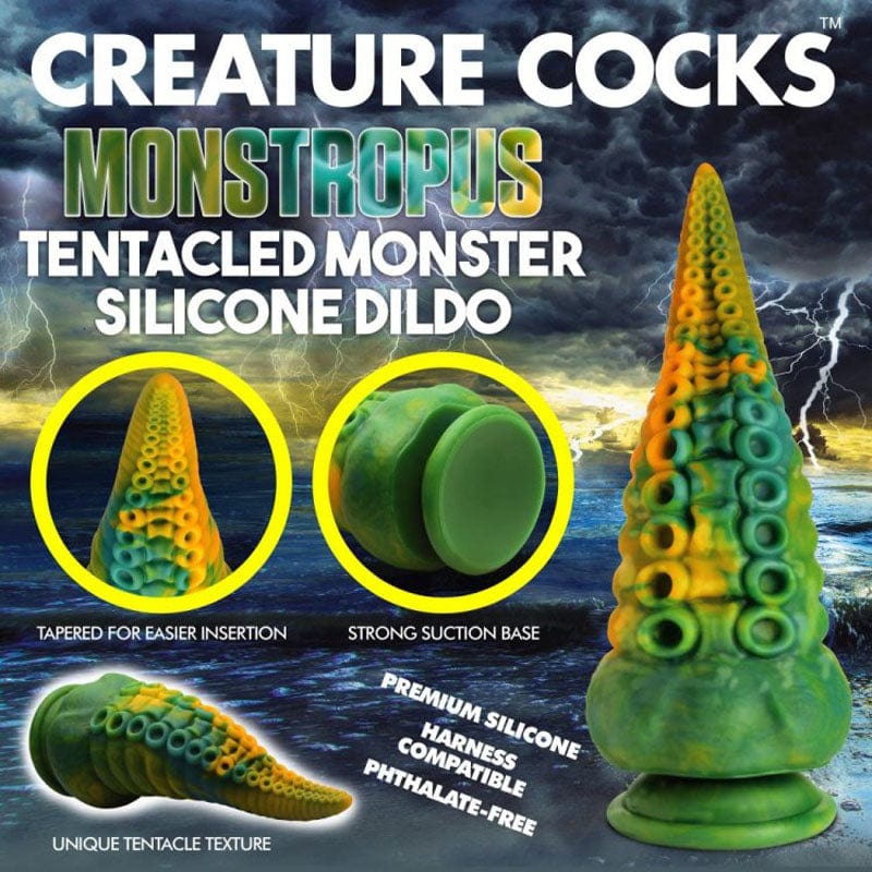 XR Brands DONGS Green Creature Cocks Monstropus Tentacled Monster Silicone Dildo 848518046697
