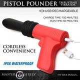 XR Brands VIBRATORS Black Master Series Pistol Pounder Thrusting Vibrator 848518049483