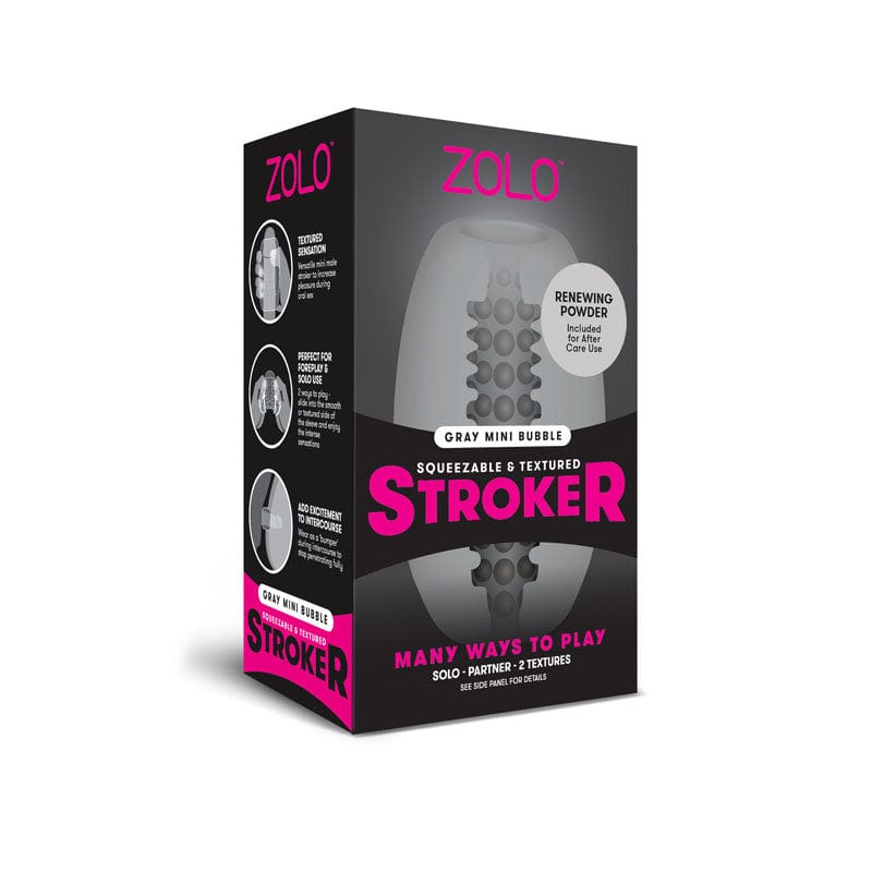 Zolo MASTURBATORS Grey  Zolo Grey Mini Bubble Stroker - Mini Stroker 848416005239